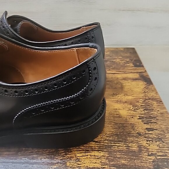 Polo Ralph Lauren Brenton Men’s 8.5 Black Leather Wingtip Oxfords New Condition main image 15